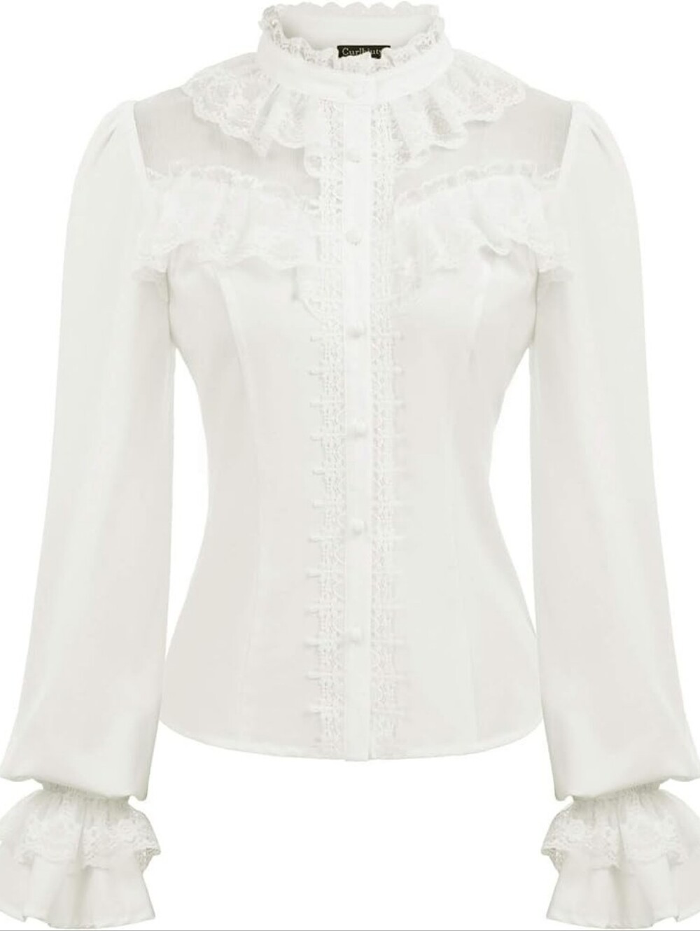 CURLBIUTY White Victorian Lace Blouse